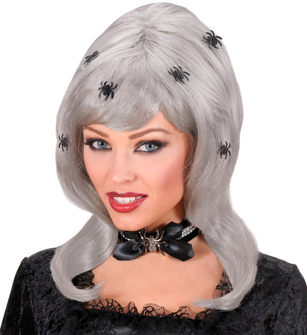 Widmann SRL Heksenpruik spinnen dame grijs