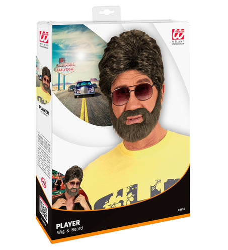 Widmann SRL Heren  pruik bruin met baard
