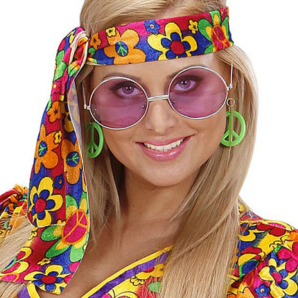 Widmann SRL Hippie bril met gekleurde glazen