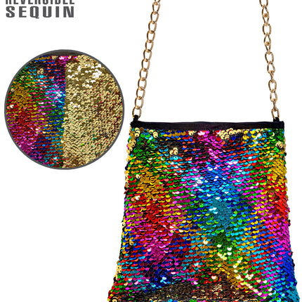 Widmann SRL Hippie disco tas pailletten 2 kleurig