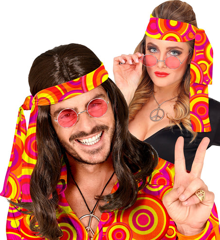 Widmann SRL Hippie hoofdband rood geel oranje