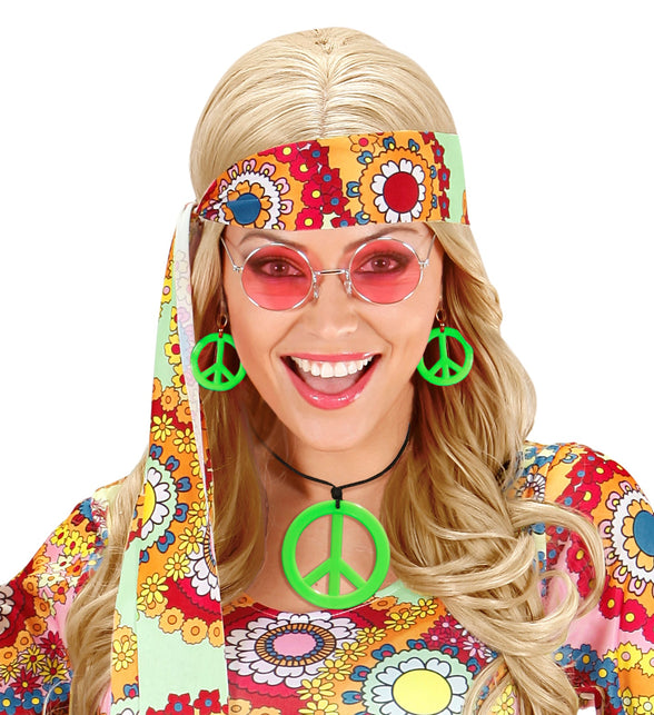 Widmann SRL Hippie ketting en oorbellen groen