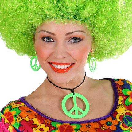 Widmann SRL Hippie ketting en oorbellen groen