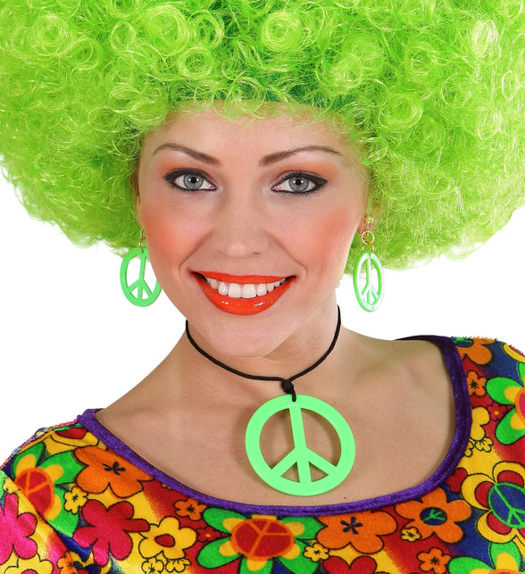 Widmann SRL Hippie ketting en oorbellen groen