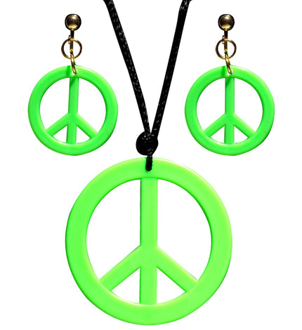 Widmann SRL Hippie ketting en oorbellen groen