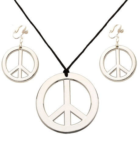 Widmann SRL Hippie ketting en oorbellen Peace