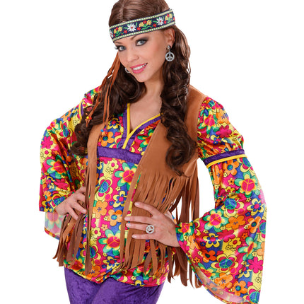 Widmann SRL Hippie oorbellen peace diamantjes