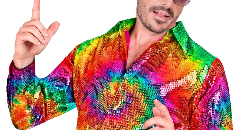 Widmann SRL Hippie paillettenshirt Tie Dye
