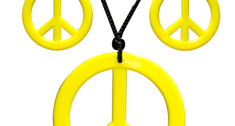 Widmann SRL Hippie Peace ketting en oorbellen geel