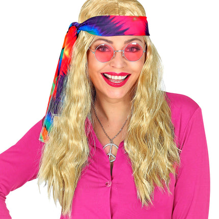 Widmann SRL Hippie pruik blonde haren met hoofdband