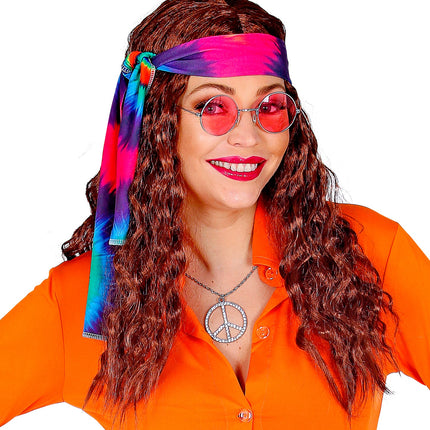 Widmann SRL Hippie pruik bruin haren met hoofdband