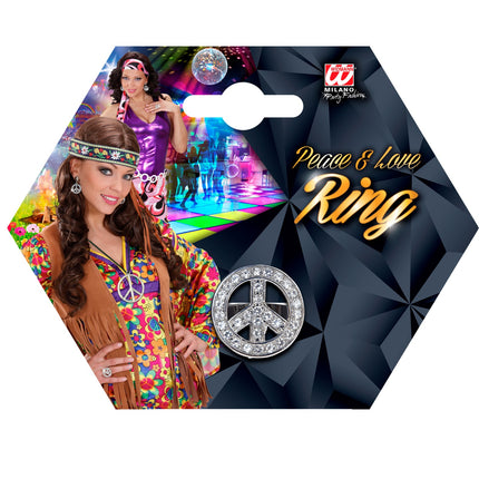 Widmann SRL Hippie ring peace met diamantjes