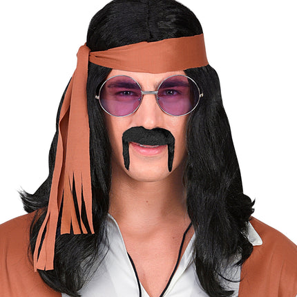 Widmann SRL Hippie snor jaren 70 zwart