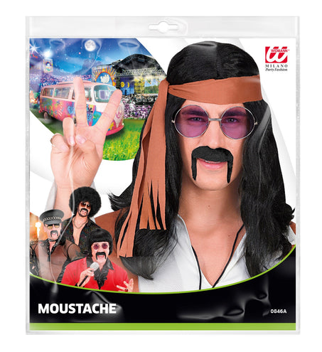 Widmann SRL Hippie snor jaren 70 zwart