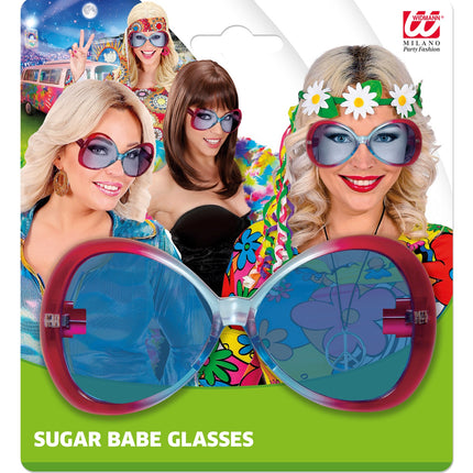 Widmann SRL Hippie sugarbabe bril rood