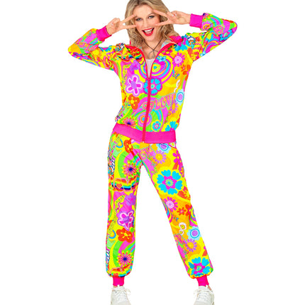 Widmann SRL Hippie trainingspak neon gekleurd met jas en broek