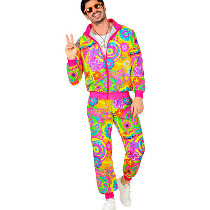 Widmann SRL Hippie trainingspak neon gekleurd met jas en broek