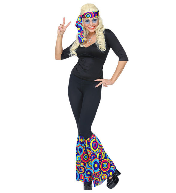Widmann SRL Hippie verkleedset jaren 70 kleurenmix met hoofdband en beenwarmers