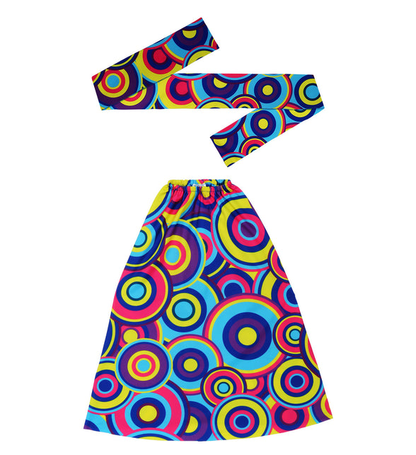 Widmann SRL Hippie verkleedset jaren 70 kleurenmix met hoofdband en beenwarmers