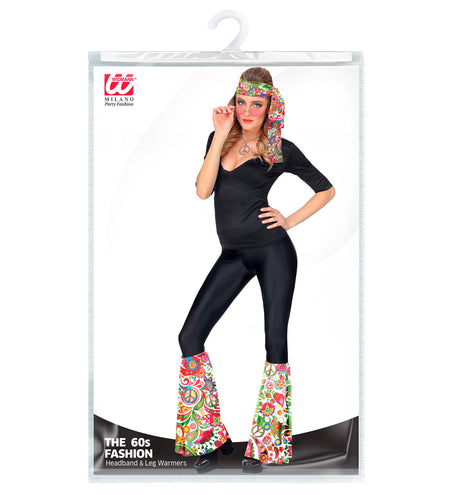 Widmann SRL Hippie verkleedset jaren 70 met hoofdband en beenwarmers