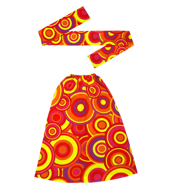Widmann SRL Hippie verkleedset rood gele bollen jaren 70 unisex