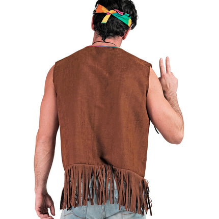 Widmann SRL Hippie vest met franjes donker bruin