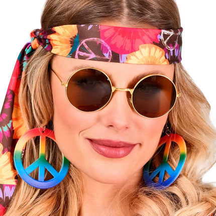 Widmann SRL Hippiebril goud met bruine glazen