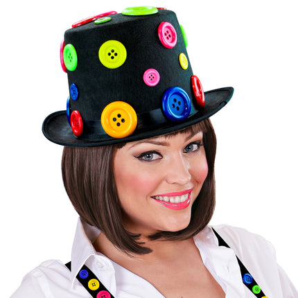 Widmann SRL Hoge hoed clown met knopen
