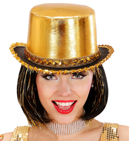 Widmann SRL Hoge hoed goud met pailletten beslag
