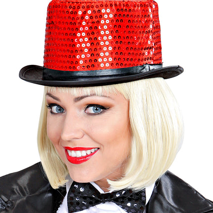 Widmann SRL hoge hoed pailletten rood