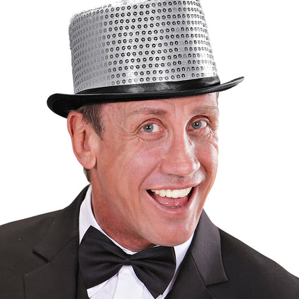 Widmann SRL hoge hoed pailletten zilver