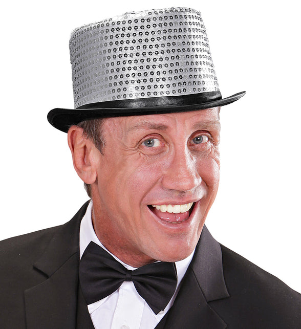 Widmann SRL hoge hoed pailletten zilver