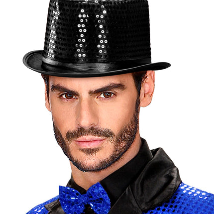 Widmann SRL hoge hoed pailletten zwart