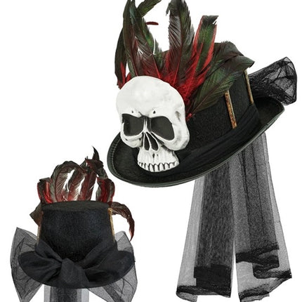 Widmann SRL Hoge hoed voodoo schedels en botten Tess