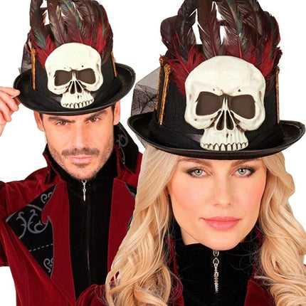 Widmann SRL Hoge hoed voodoo schedels en botten Tess