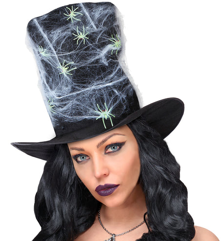 Widmann SRL Hoge hoed zwart met spinnen en spinnenweb
