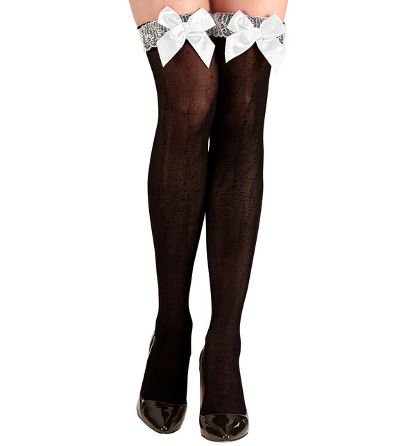 Widmann SRL Hoge kousen kamermeisje zwart met witte strik