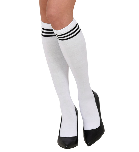 Widmann SRL Hoge kousen wit met zwarte streep