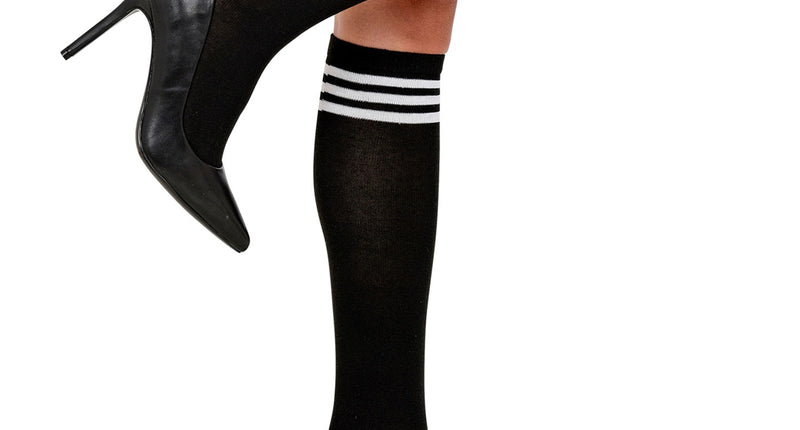 Widmann SRL Hoge kousen zwart met witte streep