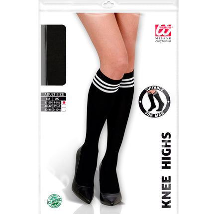 Widmann SRL Hoge kousen zwart met witte streep