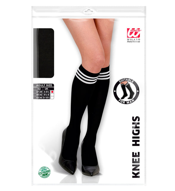 Widmann SRL Hoge kousen zwart met witte streep
