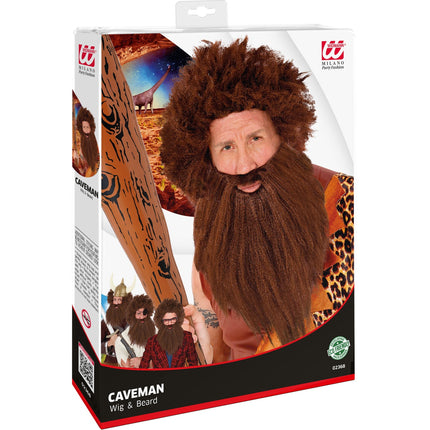 Widmann SRL Holbewoner pruik met baard bruin