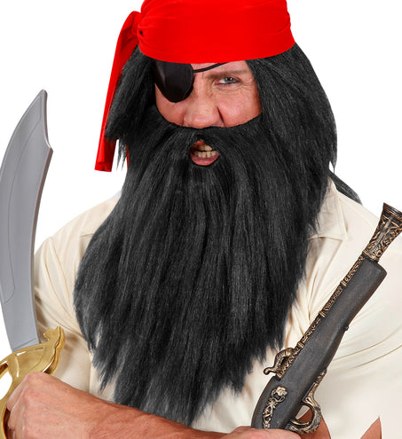 Widmann SRL Holbewoner pruik of piratenpruik Barba zwart