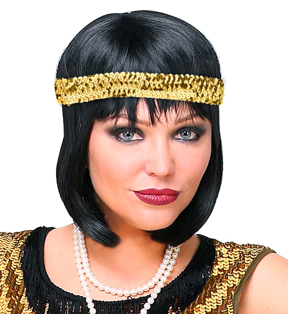Widmann SRL Hoofdband Charleston pailletten goud