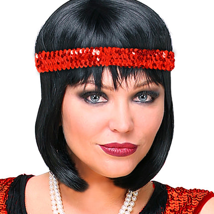 Widmann SRL Hoofdband Charleston pailletten rood