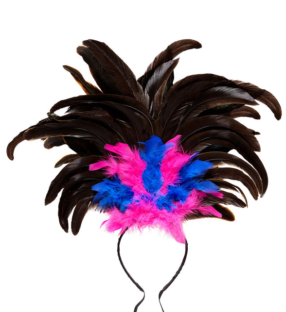 Widmann SRL Hoofdband Copa Cabana veren Zwart roze blauw
