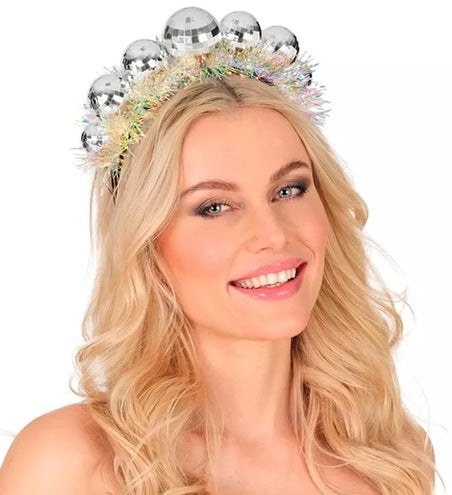 Widmann SRL Hoofdband disco ballen met sliertje Sophie