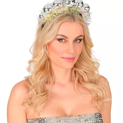 Widmann SRL Hoofdband disco ballen met sliertje Sophie