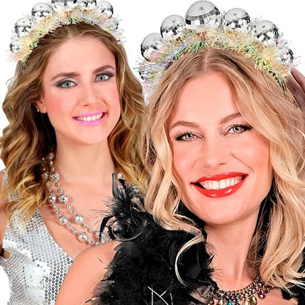 Widmann SRL Hoofdband disco ballen met sliertje Sophie