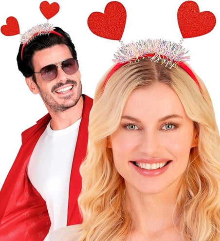 Widmann SRL Hoofdband hartjes glitter Roos